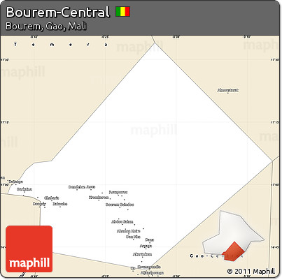 Classic Style Simple Map of Bourem-Central