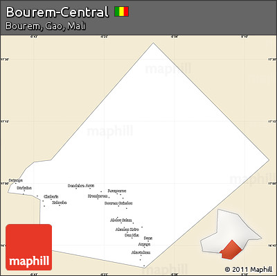 Classic Style Simple Map of Bourem-Central, single color outside