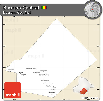 Classic Style Simple Map of Bourem-Central, single color outside