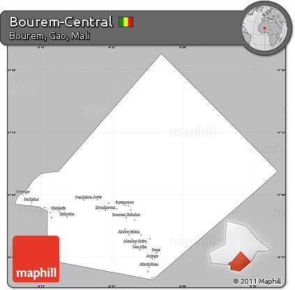 Gray Simple Map of Bourem-Central, single color outside