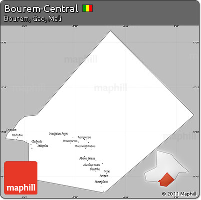 Gray Simple Map of Bourem-Central, single color outside