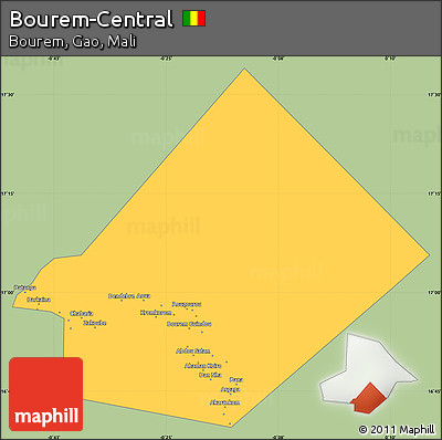 Savanna Style Simple Map of Bourem-Central, single color outside