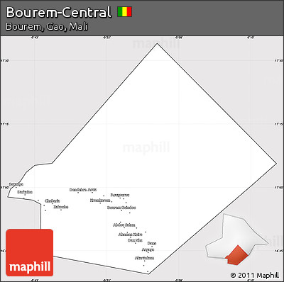 Silver Style Simple Map of Bourem-Central, cropped outside