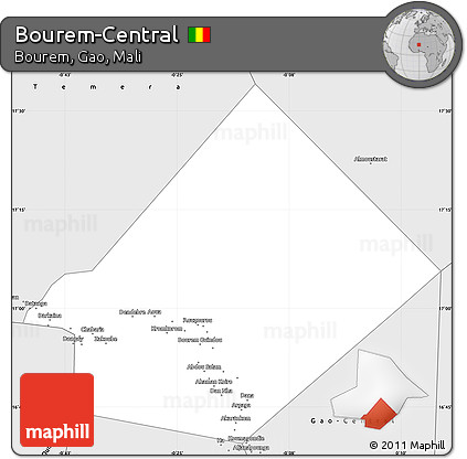 Silver Style Simple Map of Bourem-Central