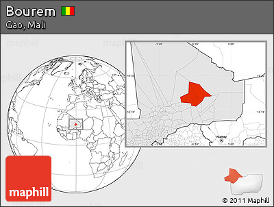 Blank Location Map of Bourem, highlighted country