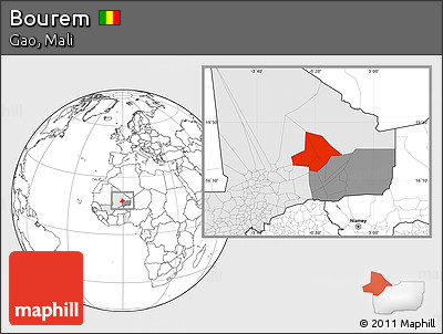 Blank Location Map of Bourem, highlighted country, highlighted parent region
