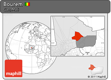 Blank Location Map of Bourem, highlighted country, highlighted parent region