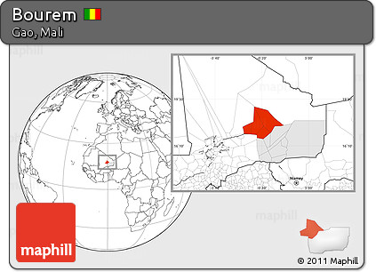 Blank Location Map of Bourem, highlighted parent region