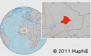 Gray Location Map of Bourem, hill shading