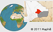 Satellite Location Map of Bourem, highlighted country, highlighted parent region