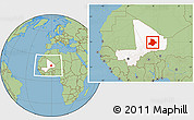 Savanna Style Location Map of Bourem, highlighted country, within the entire country