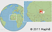 Savanna Style Location Map of Bourem, highlighted parent region, within the entire country