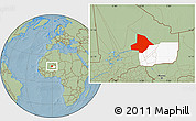 Savanna Style Location Map of Bourem, highlighted parent region, hill shading