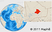 Shaded Relief Location Map of Bourem