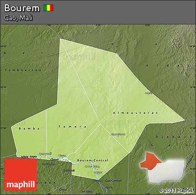 Physical Map of Bourem, darken