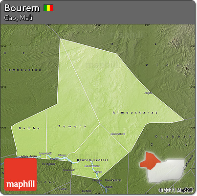 Physical Map of Bourem, darken