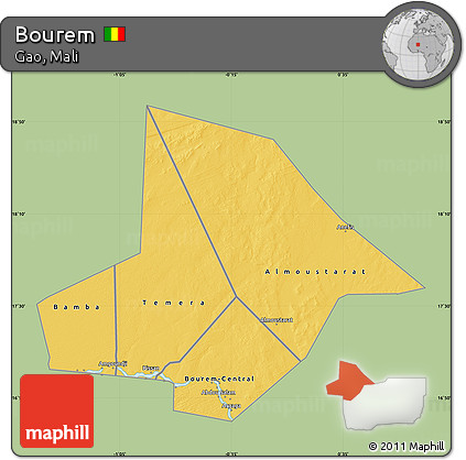 Savanna Style Map of Bourem, single color outside