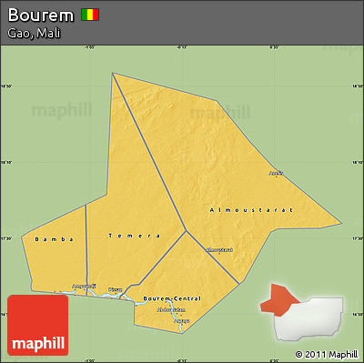 Savanna Style Map of Bourem, single color outside