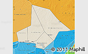 Shaded Relief Map of Bourem, political shades outside