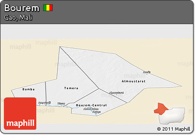 Classic Style Panoramic Map of Bourem, single color outside