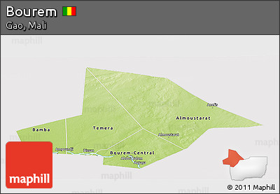 Physical Panoramic Map of Bourem, cropped outside