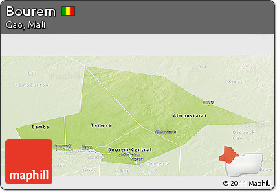 Physical Panoramic Map of Bourem, lighten