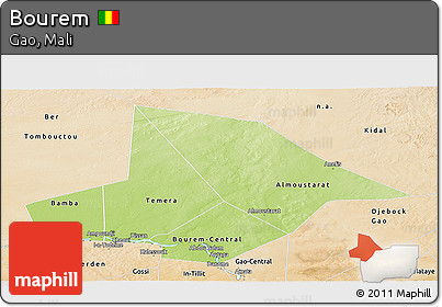 Physical Panoramic Map of Bourem, satellite outside