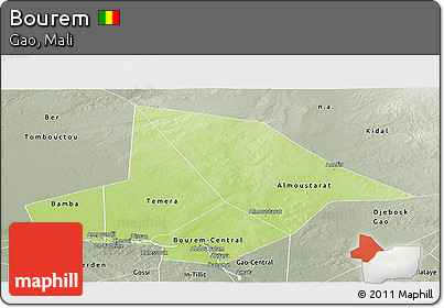 Physical Panoramic Map of Bourem, semi-desaturated