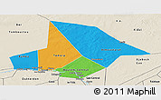 Political Panoramic Map of Bourem, shaded relief outside