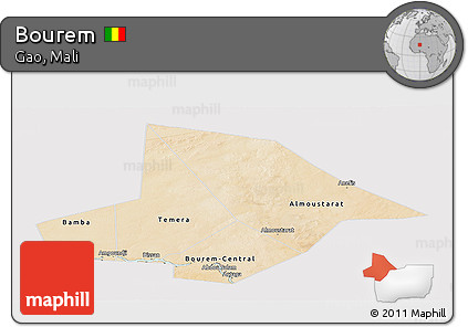 Satellite Panoramic Map of Bourem, cropped outside