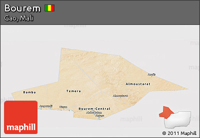 Satellite Panoramic Map of Bourem, cropped outside