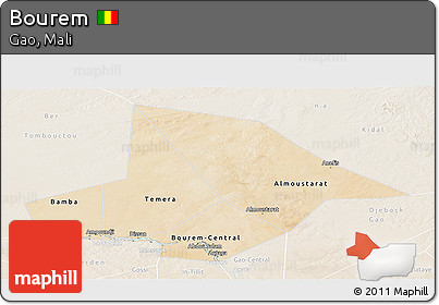 Satellite Panoramic Map of Bourem, lighten