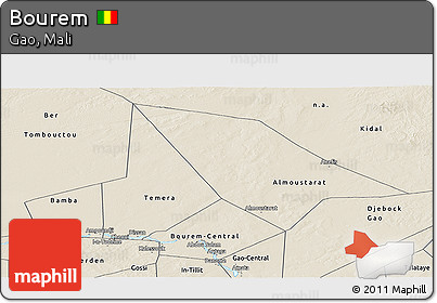 Shaded Relief Panoramic Map of Bourem