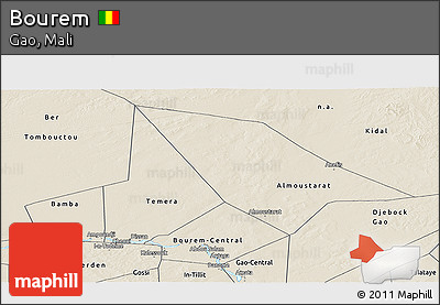 Shaded Relief Panoramic Map of Bourem