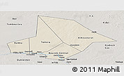 Shaded Relief Panoramic Map of Bourem, semi-desaturated
