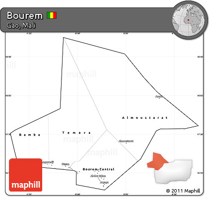 Blank Simple Map of Bourem, cropped outside