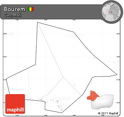 Blank Simple Map of Bourem, cropped outside, no labels