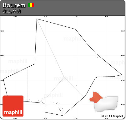 Blank Simple Map of Bourem, cropped outside, no labels
