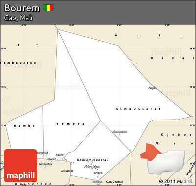 Classic Style Simple Map of Bourem