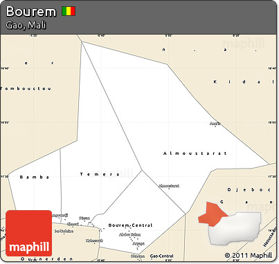 Classic Style Simple Map of Bourem