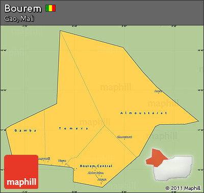 Savanna Style Simple Map of Bourem, cropped outside
