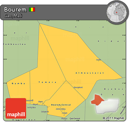 Savanna Style Simple Map of Bourem