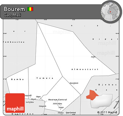 Silver Style Simple Map of Bourem
