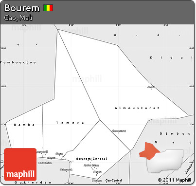 Silver Style Simple Map of Bourem