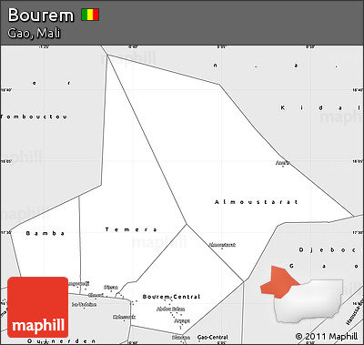 Silver Style Simple Map of Bourem