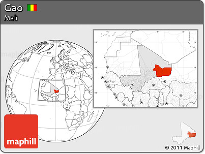 Blank Location Map of Gao, highlighted country, within the entire country