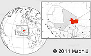 Blank Location Map of Gao, highlighted country, within the entire country