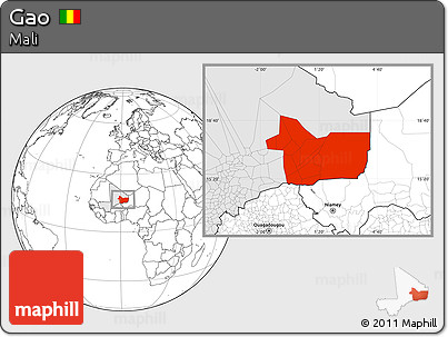 Blank Location Map of Gao, highlighted country