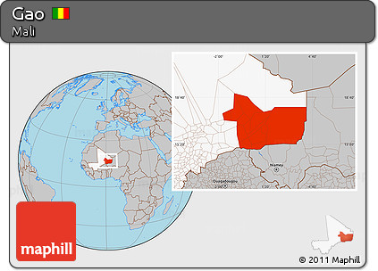 Gray Location Map of Gao, highlighted country