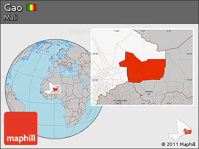 Gray Location Map of Gao, highlighted country
